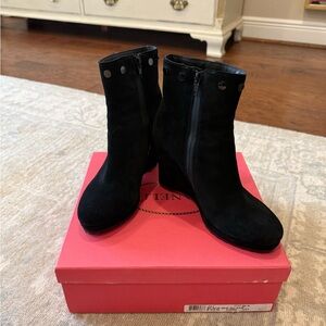 Vannelli black suede wedge booties.